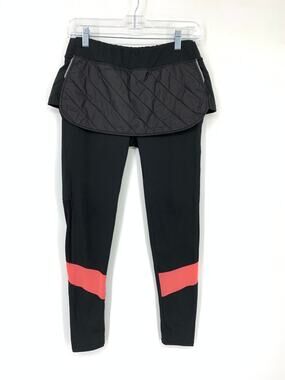 Lucy Tech Leggings Women's Size S Athletic Quilted Skirted Stretch Black Pink